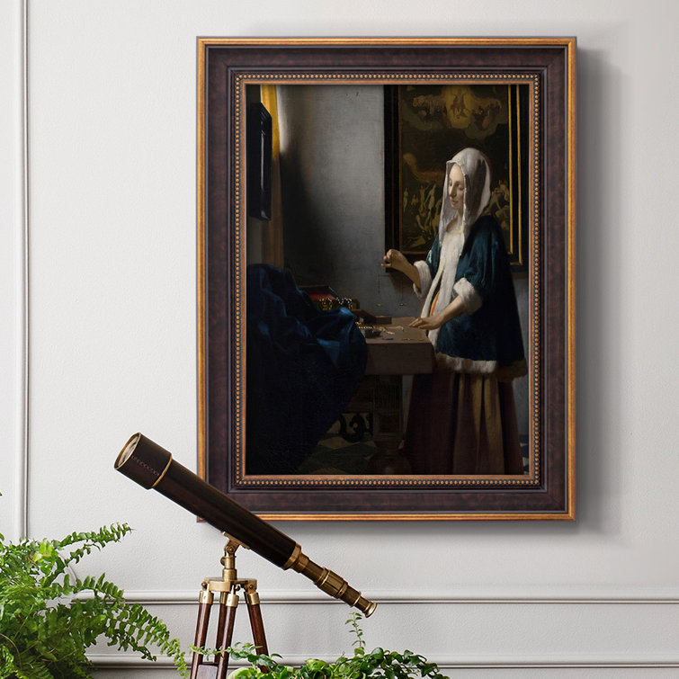 Red Barrel Studio® Woman Holding A Balance Framed On Canvas Painting